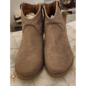 Brown  Perforated Fabric Pointed Toe Western Zip Cowgirl Booties Sz 9 Some Wear